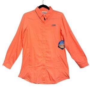 Columbia Womens Tunic Tamiami Long Sleeve Shirt Coral UPF 40 Outdoor Size SMALL